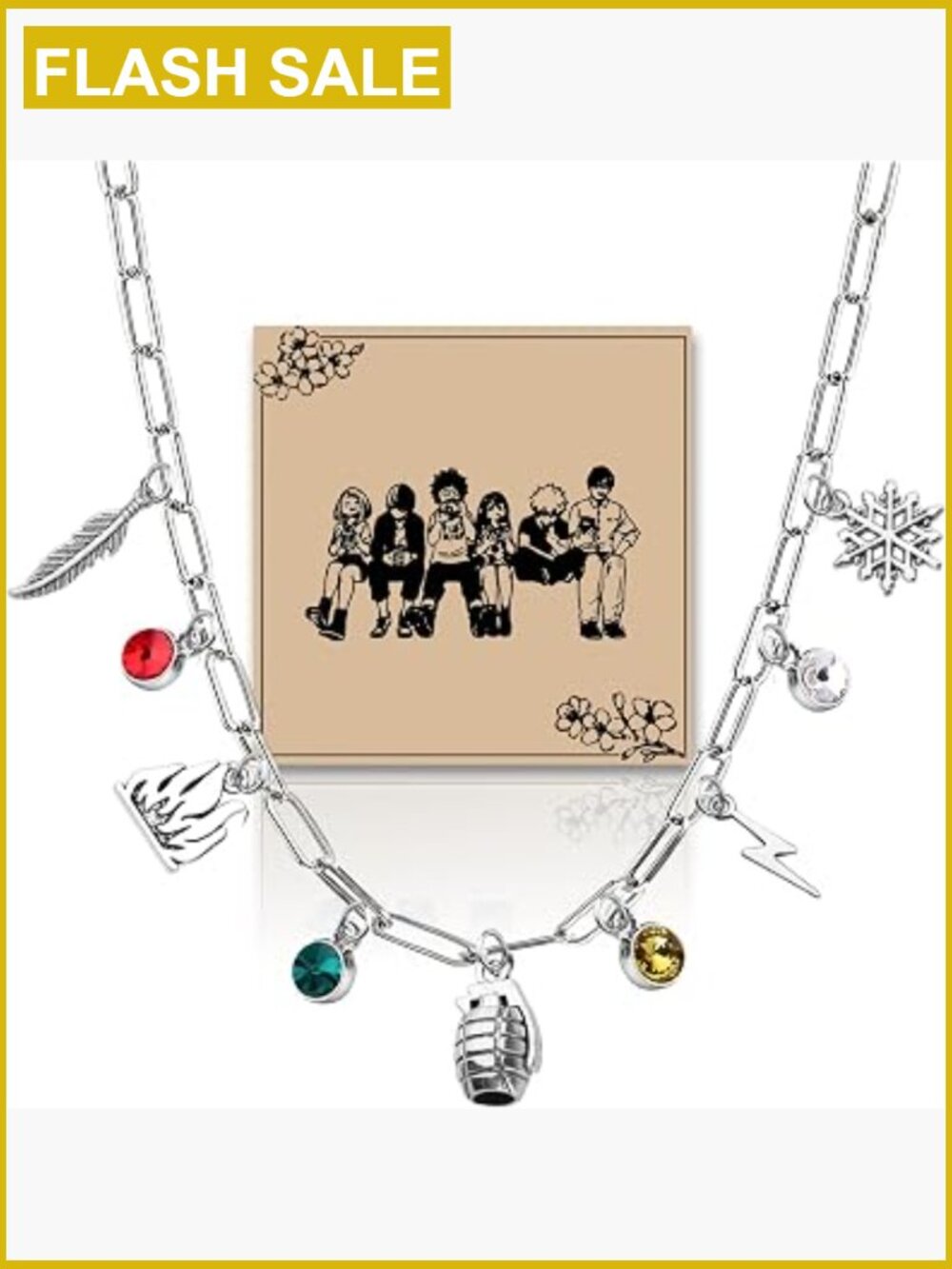 My Hero Academia Pendant Necklace, Paperclip Chain, Stainless Steel Charm